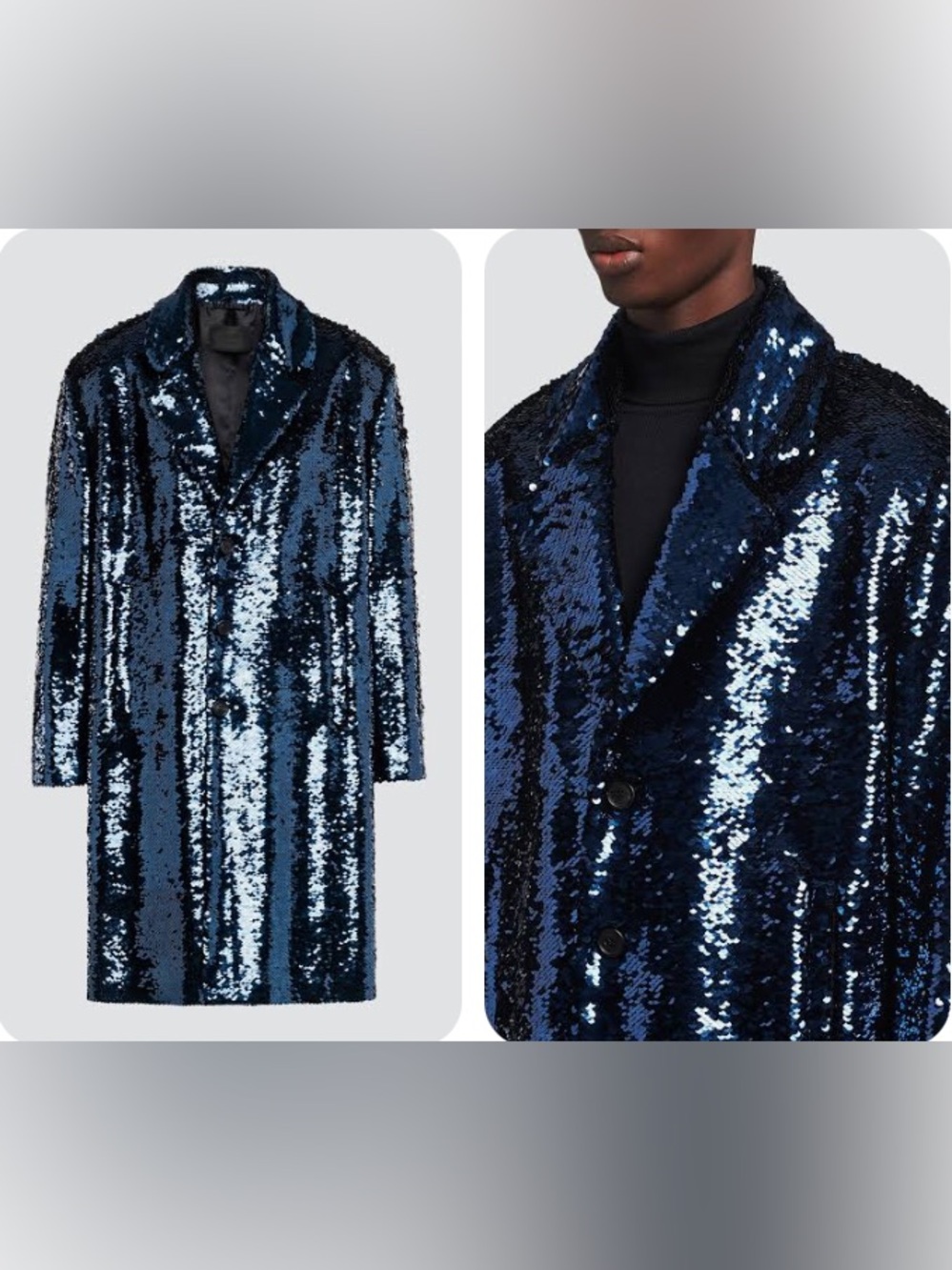 💙BNWT PRADA RUNWAY Blue Sequin  Long Coat 💙